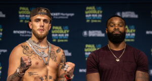Jake Paul and Tyron Woodley clash for a second time this Saturday night Photo Credit: Amanda Westcott/SHOWTIME