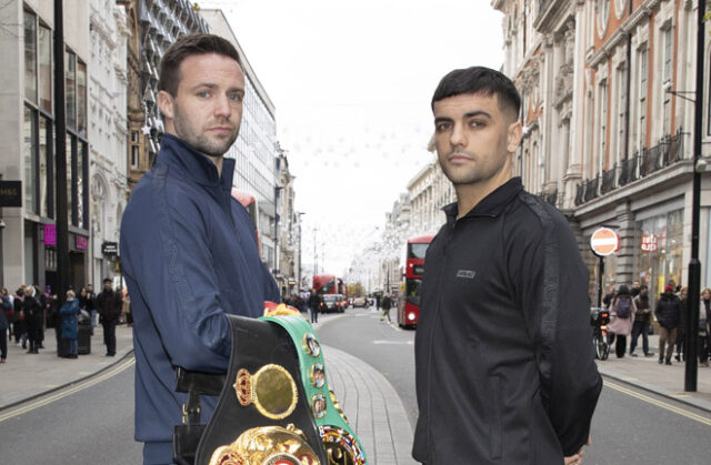 Josh Taylor will defend his undisputed super lightweight crown against Jack Catterall on February 26 in Glasgow.  Photo: BOXXER/Lawrence Lustig