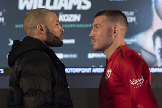 Chris Eubank Jr and Liam Williams came face-to-face at Thursday's press conference Photo Credit: Lawrence Lustig / Boxxer