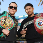 Oscar Valdez and Shakur Stevenson meet in a two-belt unification showdown in Las Vegas on Saturday Photo Credit: Mikey Williams via Getty Images