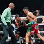 Benavidez (26-0, 23 KOs) pounced on David Lemieux (43-5, 36 KOs) from the opening bell. Photo Credit: Premier Boxing Champions.