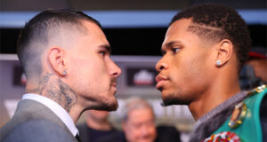 Devin Haney faces George Kambosos Jr in a rematch in Melbourne Photo Credit: Mikey Williams/Top Rank via Getty Images