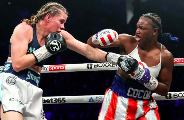 Last night at the O2 Arena in London, Claressa Sheilds won a unanimous decision over Savannah Marshall to become the undisputed women's middleweight champion. Image source: Sky Sports