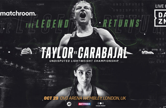 Katie Taylor makes a seventh defence of her undisputed lightweight titles against Karen Elizabeth Carabajal in Wembley on Saturday Photo Credit: Matchroom Boxing
