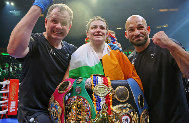 Taylor puts her WBC, WBA, WBO and IBF belts on the line against Carabajal Photo Credit: Ed Mulholland/Matchroom