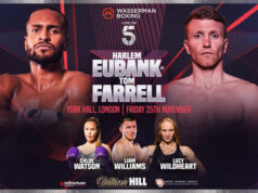 Harlem Eubank headlines Friday's Wasserman bill at York Hall against Tom Farrell Photo Credit: Wasserman Boxing