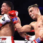 Lopez on route to victory over Flores Jr last September Photo Credit: Mikey Williams/Top Rank via Getty Images