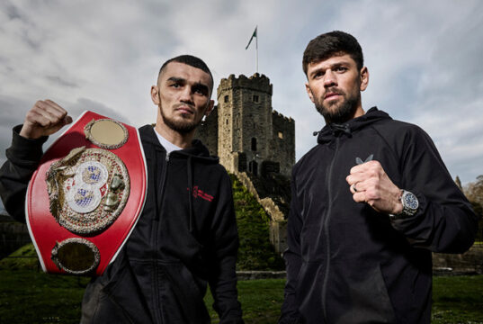 Shavkatdzhon Rakhmiov defends his IBF super featherweight world title against Joe Cordina in Cardiff on Saturday, live on DAZN Photo Credit: Mark Robinson/Matchroom Boxing