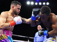 Robeisy “El Tren” Ramirez captured the vacant WBO featherweight world title with a unanimous decision victory over former junior featherweight world champion Isaac “Royal Storm” Dogboe on Saturday evening at the Hard Rock Hotel & Casino Tulsa. Photo Credit: Mikey Williams/Top Rank