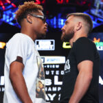 Haney and Lomachenko came face-to-face at Wednesday’s press conference Photo Credit: Mikey Williams/Top Rank via Getty Images