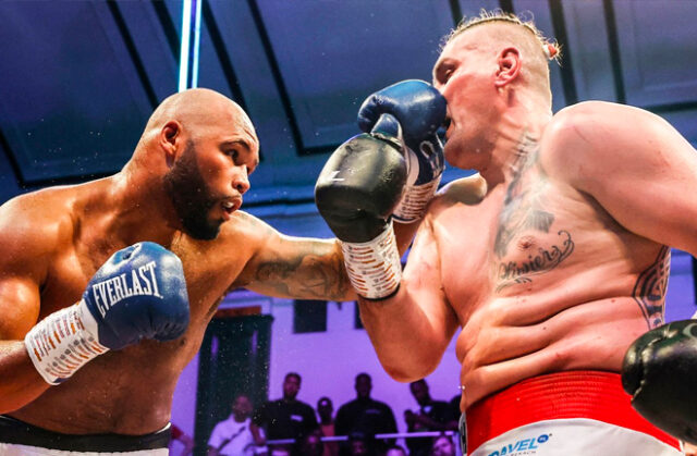 Frazer Clarke took a consummate points (100-90) victory against a highly-experienced and wiley opponent in Mariusz Wach at York Hall and live on Sky Sports tonight. Photo Credit: Boxxer (Twitter)