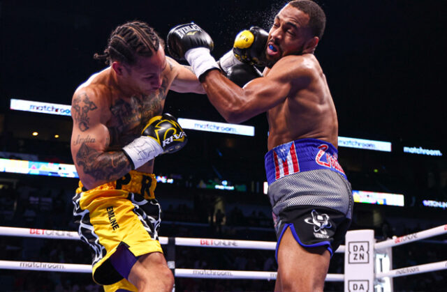 Regis Prograis defeats Danielito Zorrilla via split decision to retain his 140-pound title.  Photo source: Boxing in the match room (Twitter).