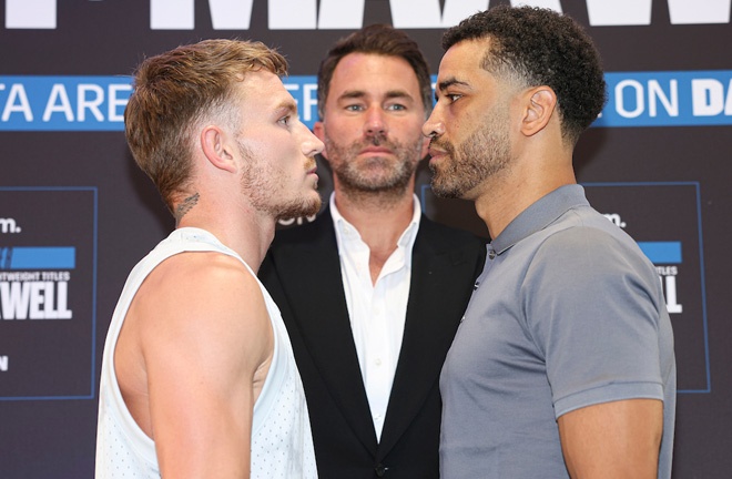 Smith and Maxwell face-to-face ahead of Saturday's clash Photo Credit: Mark Robinson/Matchroom Boxing