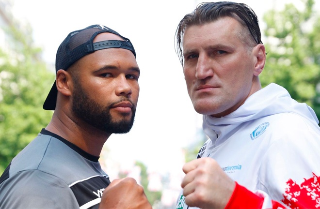 Clarke and Wach at a media event on Wednesday ahead of Friday's bout Photo Credit: Lawrence Lustig/BOXXER