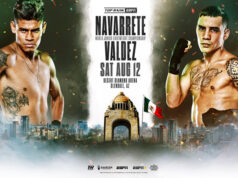 Emanuel Navarrete defends his WBO super featherweight crown against Oscar Valdez in Arizona on Saturday Photo Credit: Top Rank Boxing