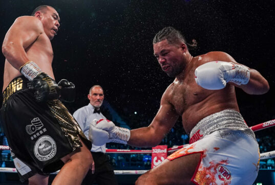 Zhilei Zhang knocks out Joe Joyce. Photo Credit: Queensberry Promotions