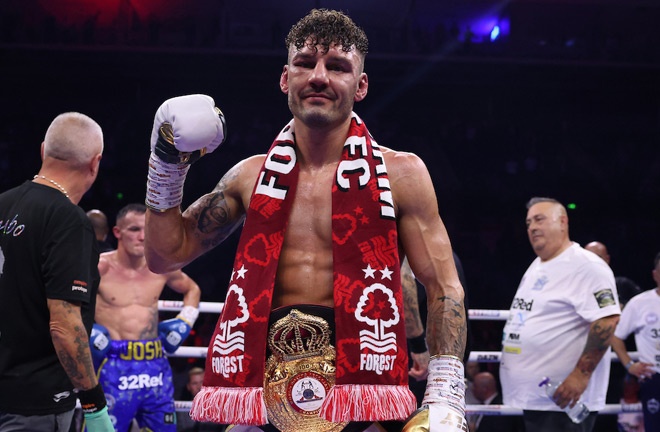 Wood has defended his WBA featherweight world title, but his weight is expected to increase.  Photo: Mark Robinson/Matchroom Boxing