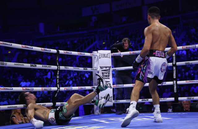 Jordan Gill dropped and stopped Michael Conlan in seven rounds in Belfast on Saturday Photo: Mark Robinson/Matchroom Boxing