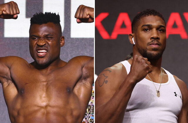 Francis Ngannou has questioned Anthony Joshua's chin ahead of their upcoming clash in Saudi Arabia Photo Credit: Mikey Williams/Top Rank via Getty Images/Mark Robinson/Matchroom Boxing