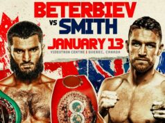 Artur Beterbiev defends his WBC, IBF and WBO light heavyweight world titles against Callum Smith in Quebec on Saturday Photo Credit: Top Rank Boxing