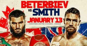 Artur Beterbiev defends his WBC, IBF and WBO light heavyweight world titles against Callum Smith in Quebec on Saturday Photo Credit: Top Rank Boxing