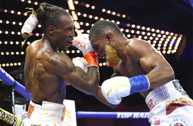 O'Shaquie Foster secured a split decision win over Abraham Nova in their super featherweight world title fight in New York on Friday Photo Credit: Mikey Williams/Top Rank