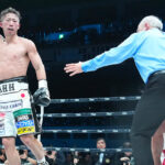 Takuma Inoue knocked out Jerwin Ancajas with a brutal body to retain his WBA bantamweight strap Photo Credit: Naoki Fukuda / Top Rank