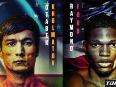 A new featherweight world champion will be crowned this weekend when Otabek Kholmatov meets Raymond Ford. (Top Rank)