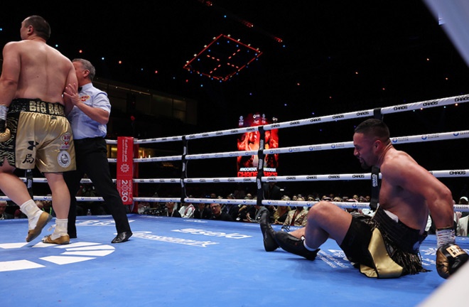 Parker climbed off the canvas twice to defeat Zhang Photo Credit: Mark Robinson/Matchroom Boxing