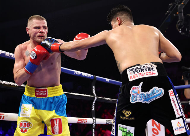 On the day Ukraine's Oleksandr Usrk captured the undisputed heavyweight title, his countryman, Denys Berinchyk, stunned the boxing world. Berinchyk defeated Emanuel Navarrete by split decision to win the vacant WBO lightweight world title Saturday evening at Pechanga Arena in San Diego. Photo Credit: Top Rank Boxing.