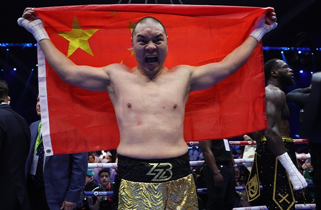 Zhang looked as destructive as ever against Wilder (photo: Mark Robinson, Matchroom Boxing)