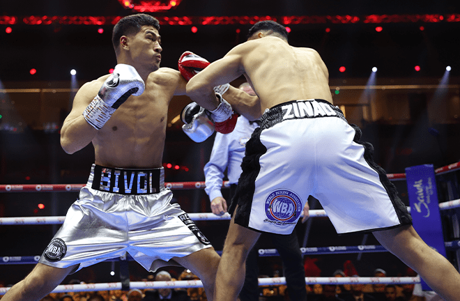 Bivol claimed victory after a stoppage in Arabia (Photo: Mark Robinson, Matchroom)