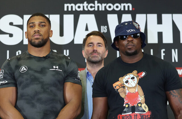 Dillian Whyte says Anthony Joshua could have a long fight with Daniel Dubois on September 21. Photo: Mark Robinson/Matchroom Boxing