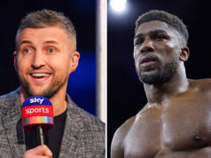 Joshua poked some fun at Froch (Photo Credit: Dave Thompson/Mark Robinson/Matchroom Boxing)