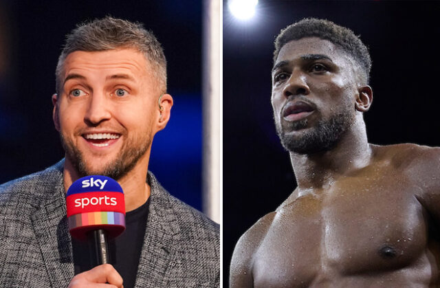 Joshua poked some fun at Froch (Photo Credit: Dave Thompson/Mark Robinson/Matchroom Boxing)