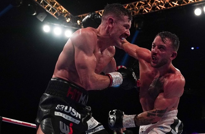 Heaney and Pauls couldn’t be separated during their fight in March. Photo: Stephen Dunkley/Queensberry Promotions