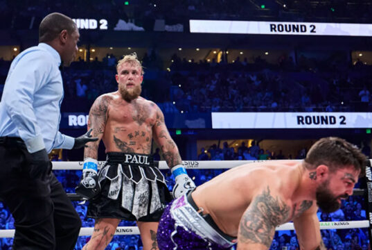 Jake Paul halted Mike Perry in the sixth round of their cruiserweight contest in Tampa Photo Credit: Esther Lin, MVP Promotions