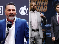 Oscar De La Hoya insists Manny Pacquiao would have beaten Floyd Mayweather Jr in their primes Photo Credit: Golden Boy Promotions / Cris Esqueda/Esther Lin/SHOWTIME