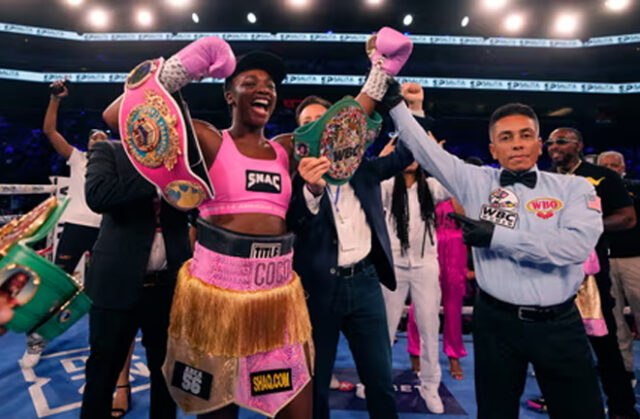 Shields added two more belts to her ever growing collection (Photo Credit: AP / Carlos Osorio)