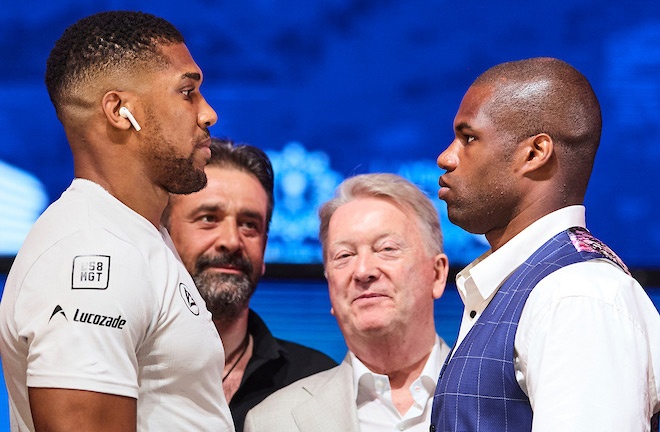 Joshua and Dubois face-to-face ahead of their clash on September 21 at Wembley Stadium Photo Credit: Mark Robinson/Matchroom Boxing