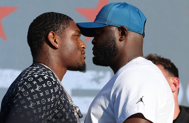 Anderson and Bakole face-to-face at Santa Monica Pier earlier this week Photo Credit: Mark Robinson/Matchroom Boxing