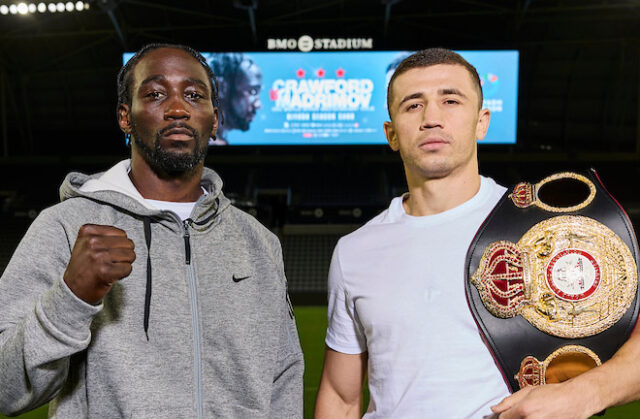 Terence Crawford looks to become a four-weight world champion when he challenges WBA super welterweight champion, Israil Madrimov in Los Angeles on Saturday Photo Credit: Mark Robinson/Matchroom Boxing