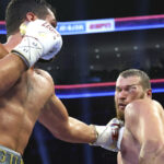 Makhmudov suffered a gruesome eye injury in his stoppage defeat to Vianello Photo Credit: Mikey Williams/Top Rank