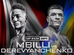 Quebec favourite Christian Mbilli steps up against Sergiy Derevyanchenko (Poster - Top Rank)