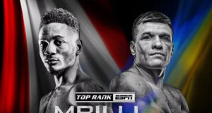 Quebec favourite Christian Mbilli steps up against Sergiy Derevyanchenko (Poster - Top Rank)