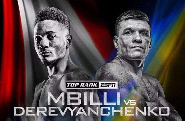 Quebec favourite Christian Mbilli steps up against Sergiy Derevyanchenko (Poster - Top Rank)