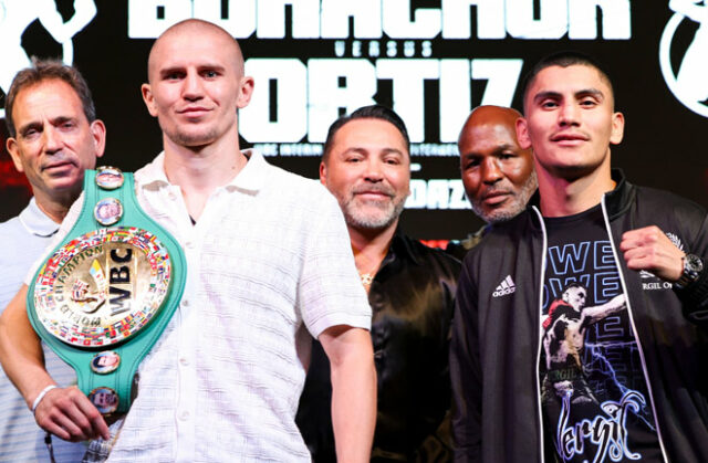 Serhii Bohachuk puts his WBC interim super welterweight title on the line against Vergil Ortiz Jr in Las Vegas on Saturday Photo Credit: Golden Boy/ Cris Esqueda