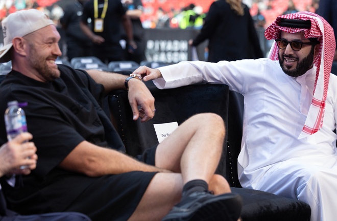 Alalshikh was ringside at Wembley on Saturday night (Photo Credit: Mark Robinson Matchroom Boxing)