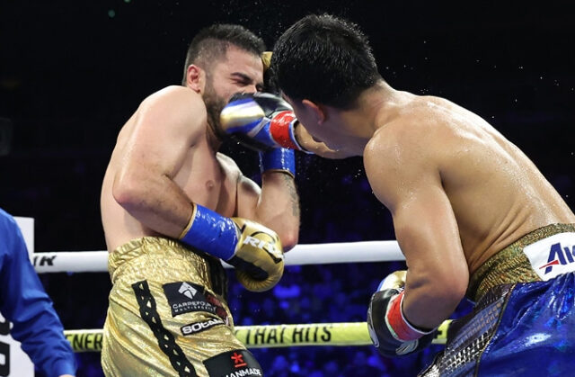 Munguia got the job done against Bazinyan (Photo Source: Mikey Williams Top Rank)