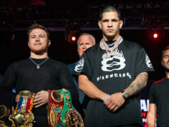 Canelo Alvarez defends his unified super middleweight world titles against Edgar Berlanga in Las Vegas on Saturday Photo Credit: Esther Lin/Premier Boxing Champions